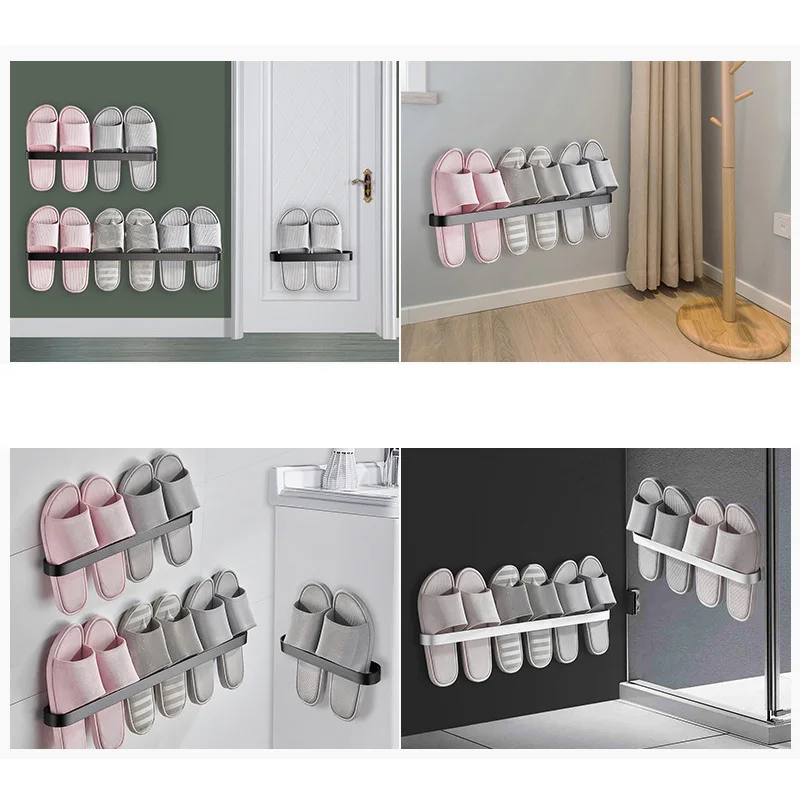 Aluminum Slipper Rack Wall Mount Bathroom Bedroom Shoe Hanging Holder Organizer Toilet Wall Door Towel Storage Shelf,shoe organizer