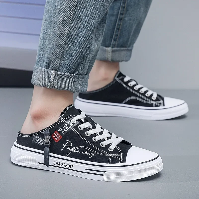 Trend Designer Men Half Slippers Summer Comfortable Breathable Flat Outdoor Casual Walking Shoes For Men Lightweight Sneaker Casual Shoes Casual Sneakers Fashion Sneakers