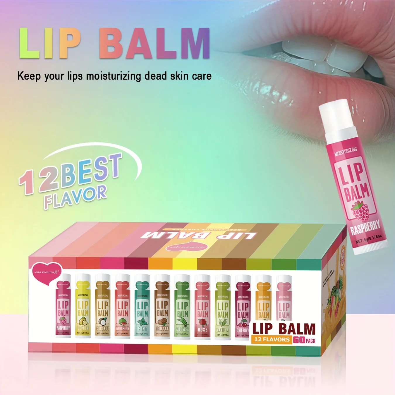 60PCS Moisturizing Lip Balm set 5g Deep Moisturizing and brightening Lip Color Gift for holiday parties 3