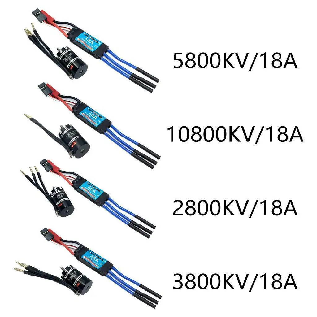 Upgrade 2800KV 3800KV 5800KV 10800KV 18A ESC Speed Controller +Brushless Motor For 1/24 1/26 1/28 1/32 RC Car