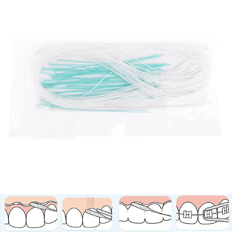 Dental Floss Holder 50pcs/lot Dental Floss Threaders Tooth Floss Holder Between Orthodontic Braces Bridge Traction Braces