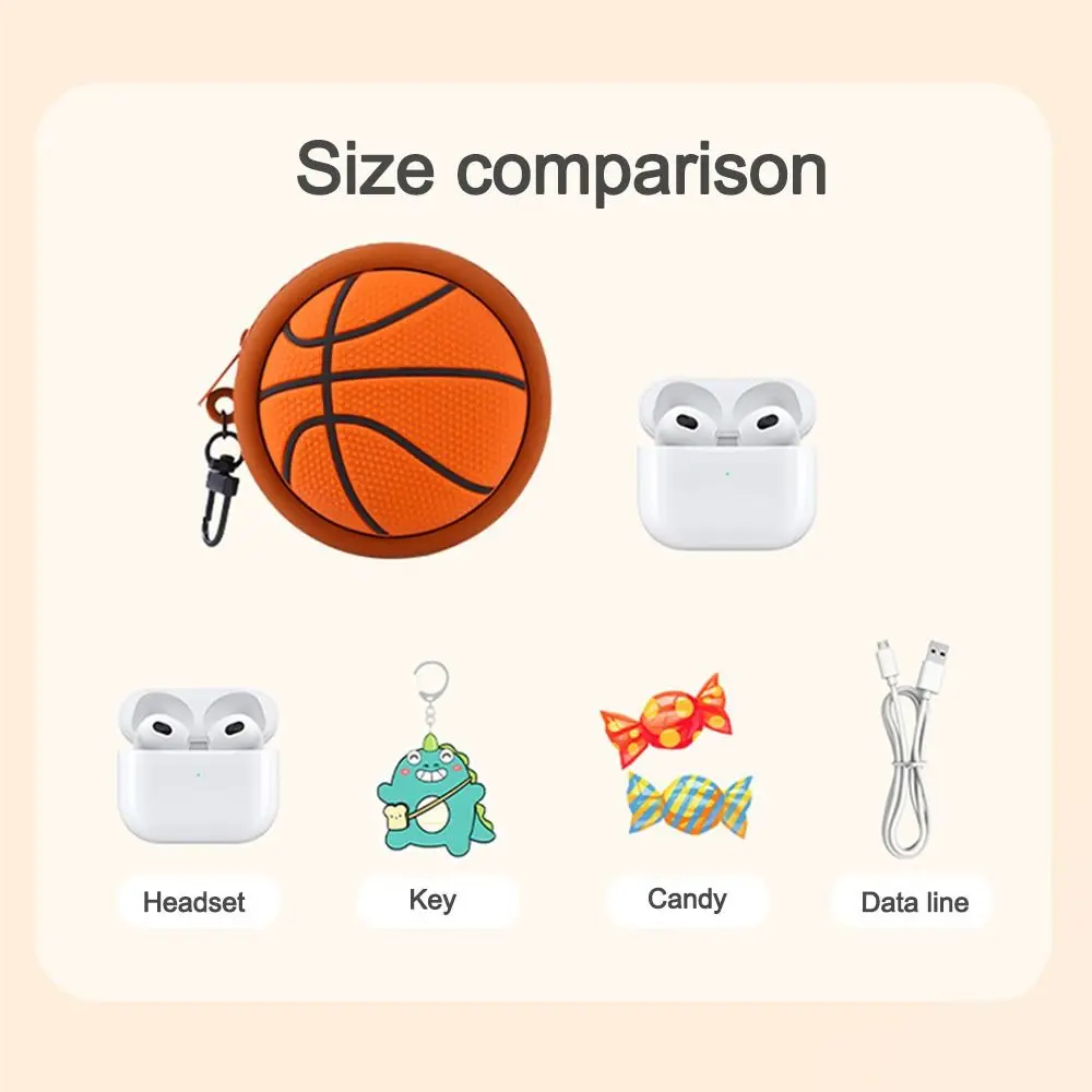 Key Chain Wallet Headphone Earphone Bags Mini Lipstick Storage Bag Basketball Football Shaped Handbag with Zipper Pendant