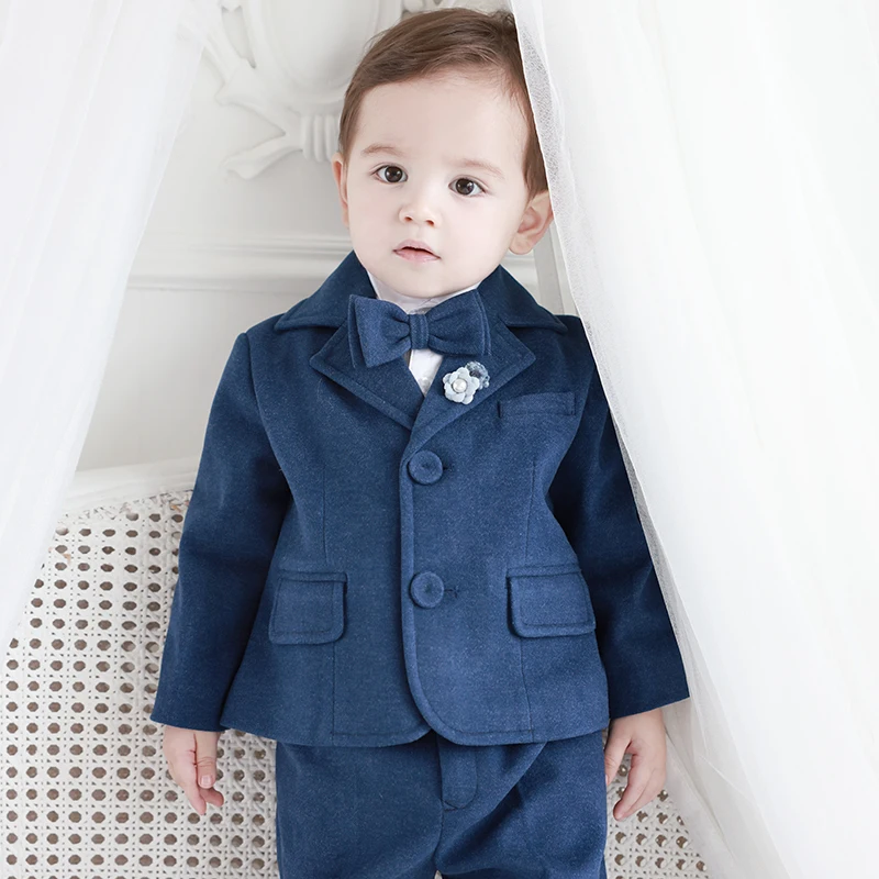 

Gentleman Suit Kids 9 Month-4 Year Clothing Set Baby Boys Woolen Jacket Pants 1ST Birthday Dress Blazer Children Wedding Party