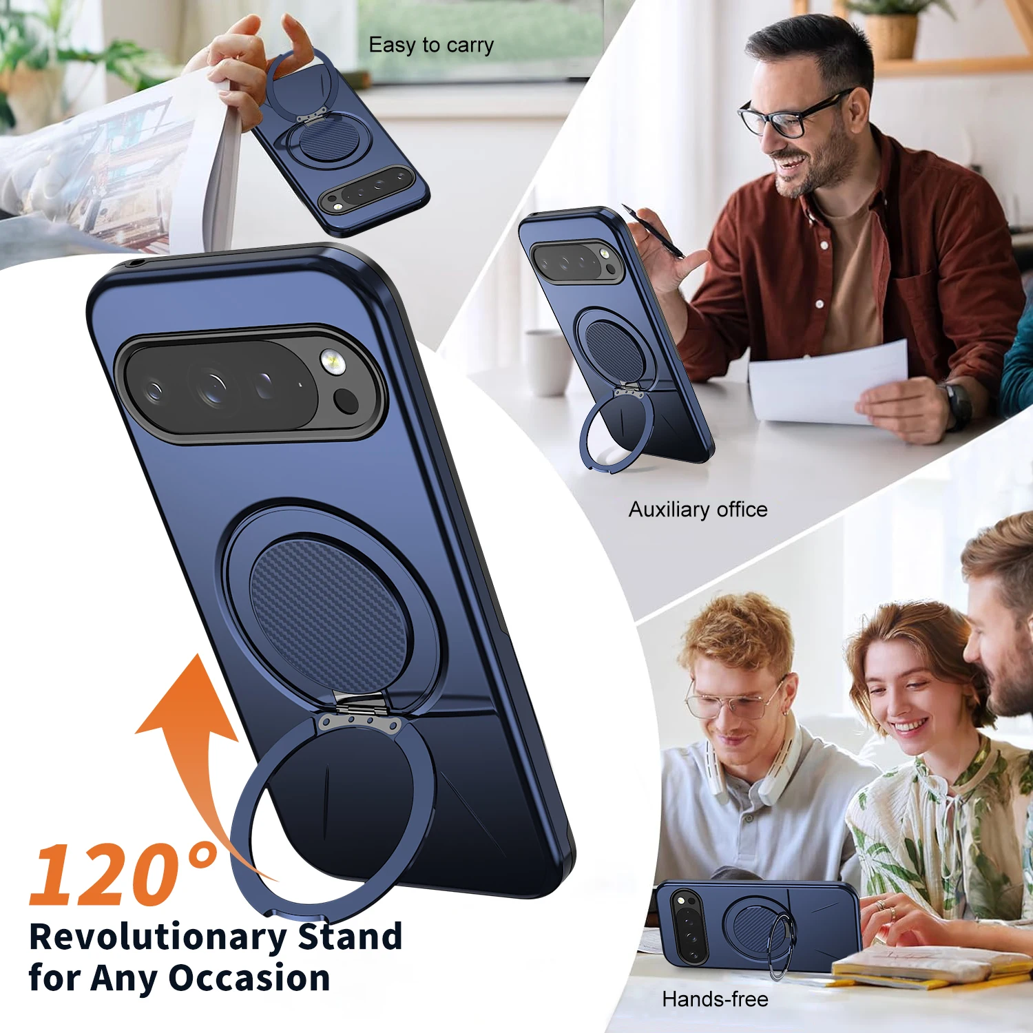 Magnetic 360° Rotating Phone Case with Shockproof Stand and Holder