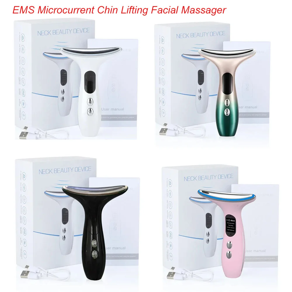 EMS مكركرنت الذقن رفع الوجه الرقبة جهاز الجمال LED الفوتون ثبات تجديد المضادة للتجاعيد العناية بالبشرة مدلك الوجه