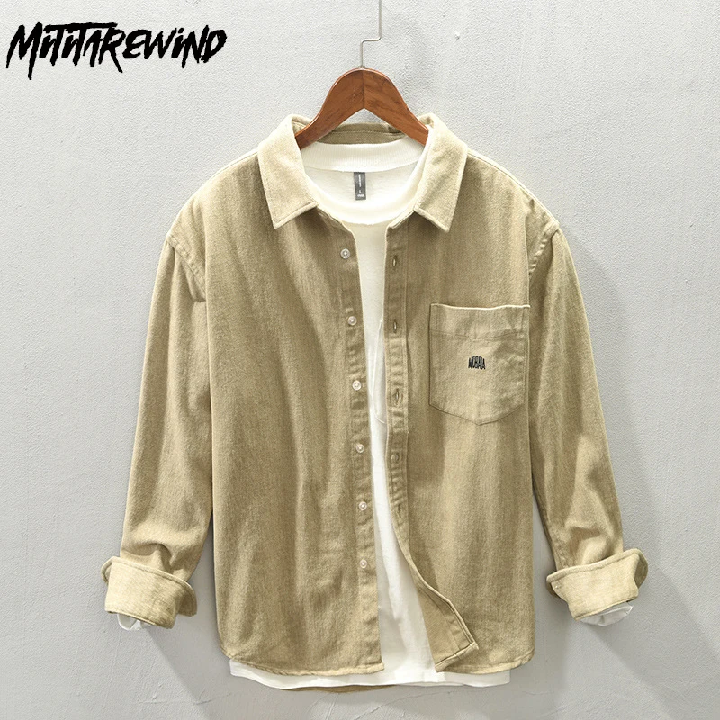 

Рубашка мужская с длинным рукавом, Повседневная Свободная рабочая одежда, топ из чистого хлопка с начесом, с карманами, простая одежда, весна-осень