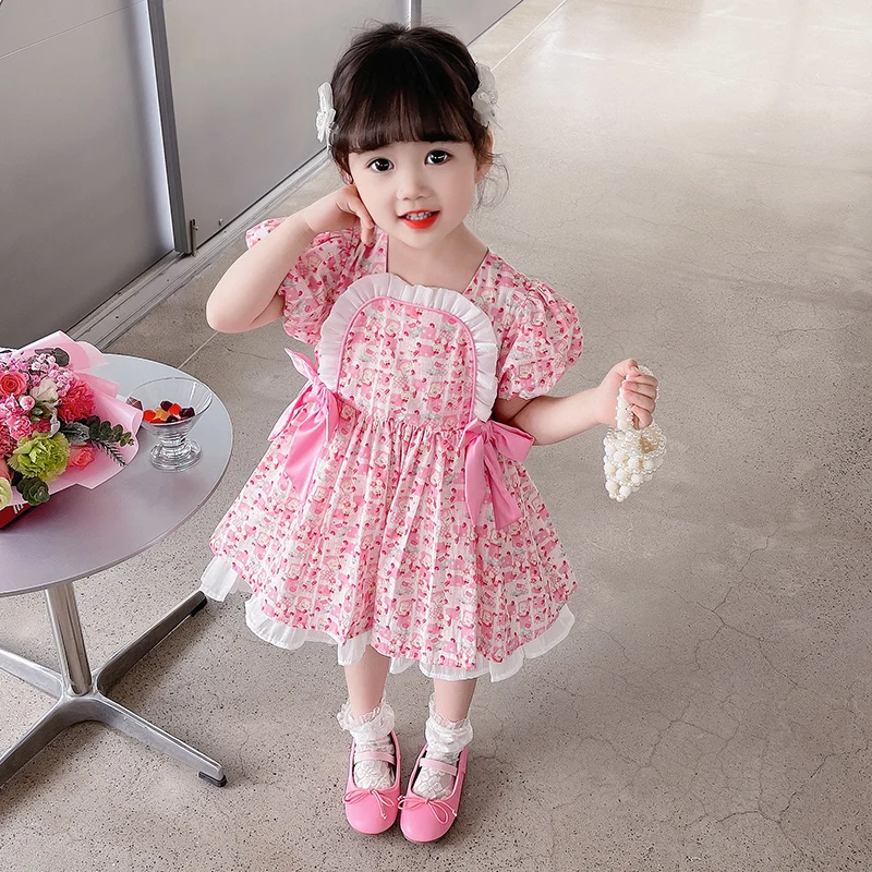Toddler Baby Kids Girls Strawberry Ruched Dress Princess Dresses Clothes