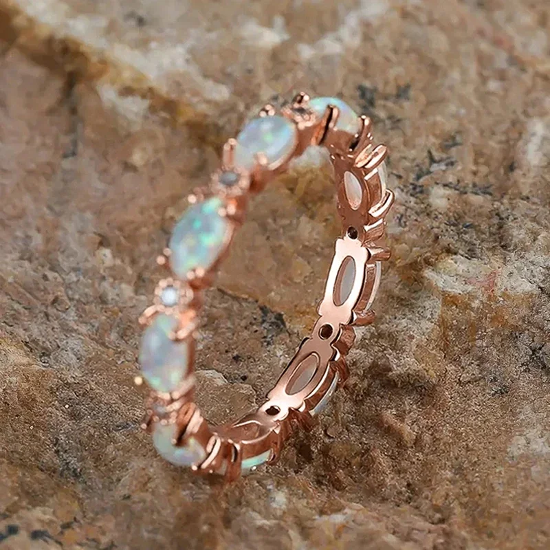 Imitation Opal Promise Rings for Women Statement Finger Accessories Daily Wear Party Chic Girl Gift Fashion Jewelry