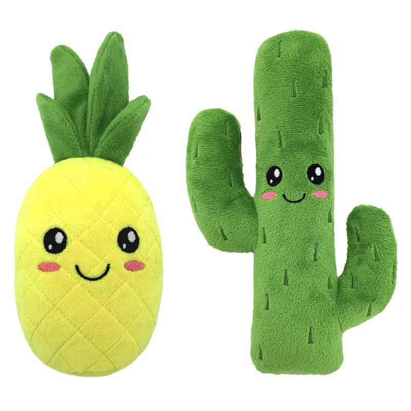 

Cute Fruit Pineapple Ccactus Dog Toy Soft Plush Pet Toy Puppy Press Sound Squeak Toys For Dogs Cat Dog Chew Toys