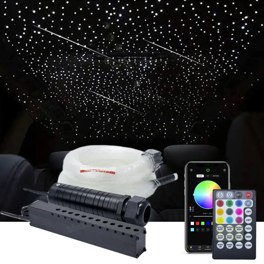 Dc12v Car Roof Star Lights 6w Rgbw App Fiber Optic Star Ceiling Lights Kit Shooting Meteor