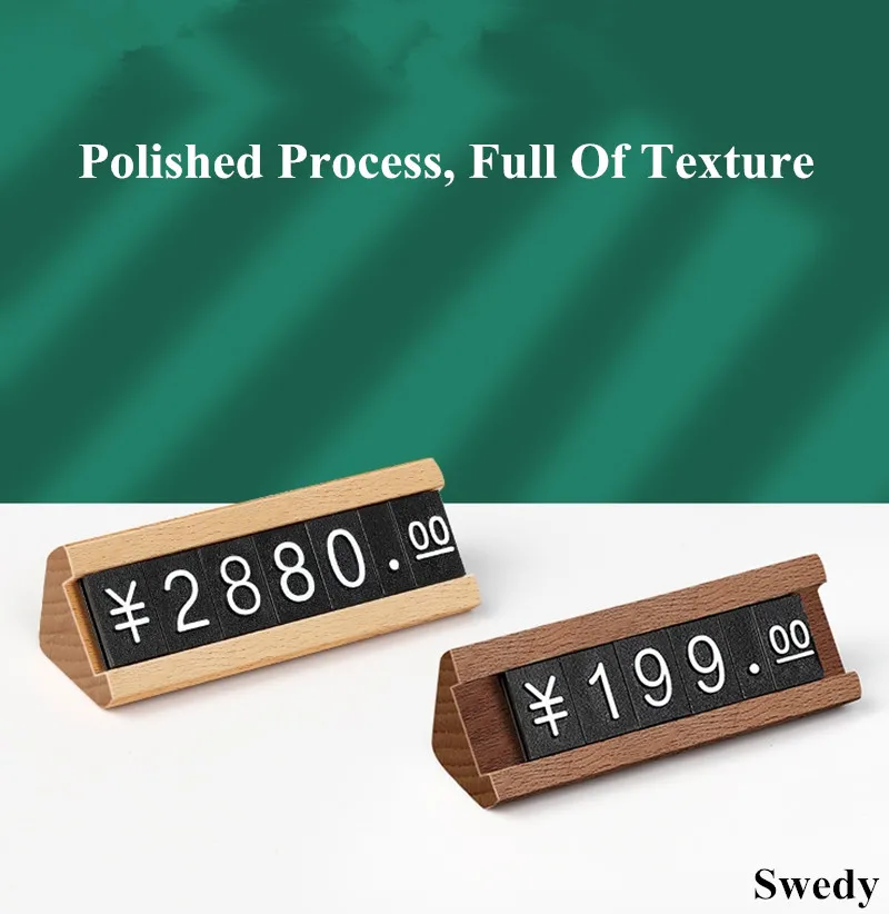 Wood Mini Price Signage Digital Cubes Tags Jewelry Plastic Price Strips Retail Price Label Sign Holder Display Stand