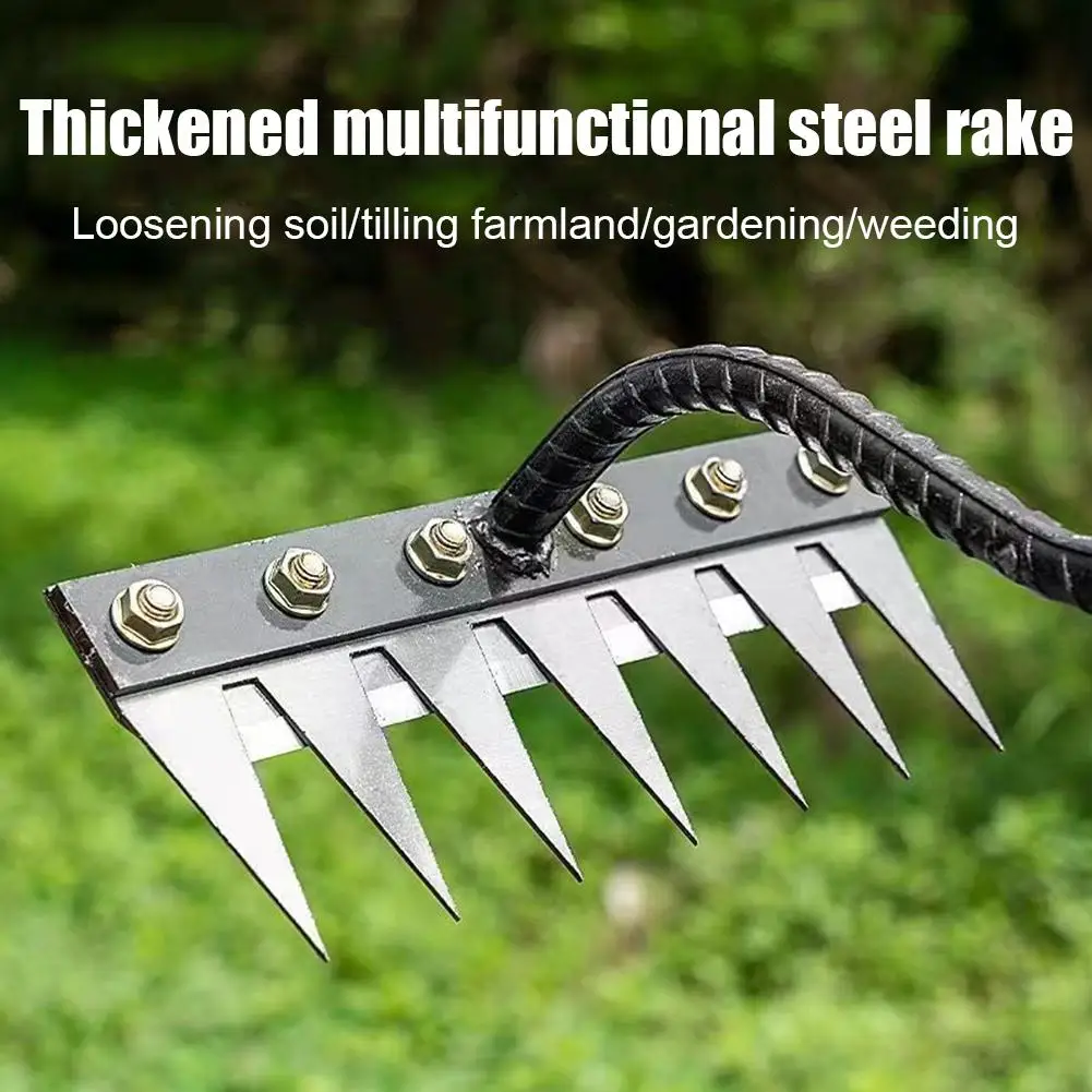 Carbon Steel Garden Hand Rake Tool for Weeding and Scarifying
