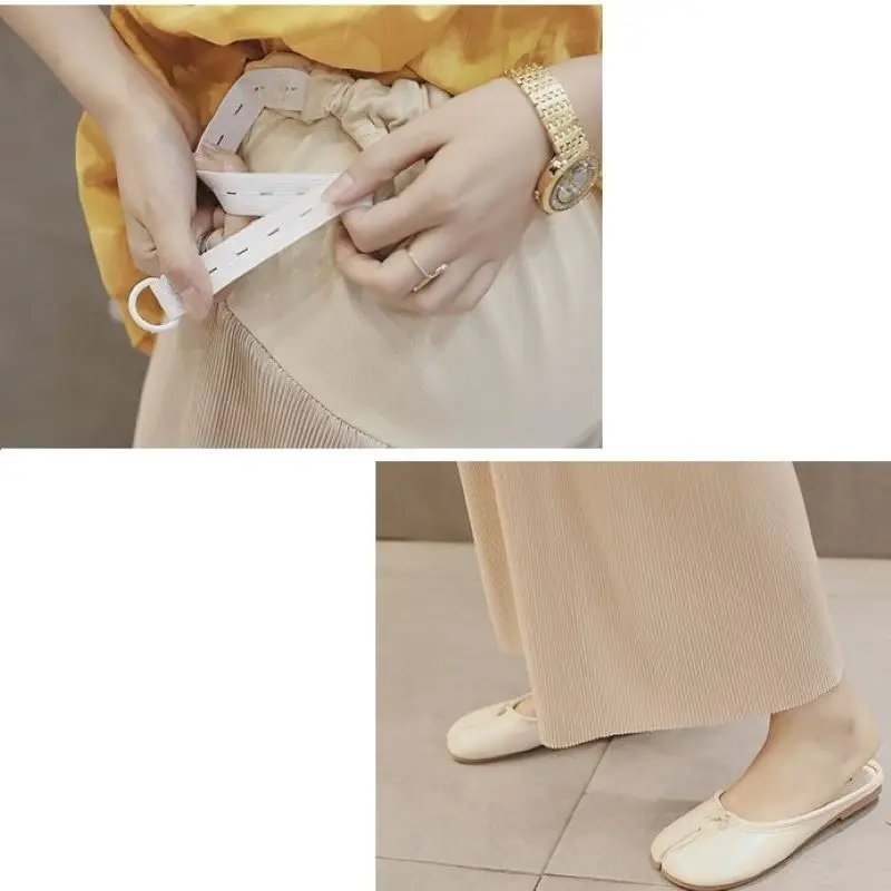 Women pants maternity pants Summer Breathable Wide Leg Loose Trousers Maternity Pregnancy Clothing Adjustable Waist Straight Pants For Pregnant Women