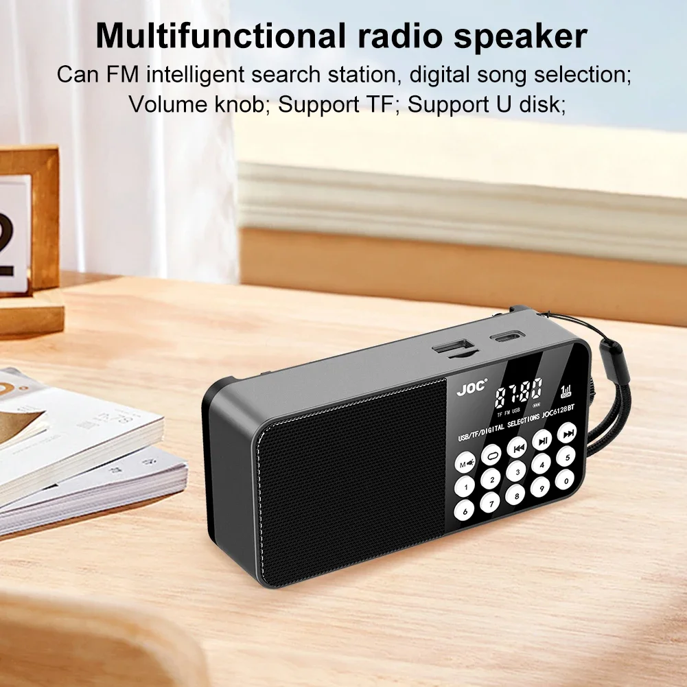 Mini FM Radio Receiver LED Digital Display Support TF Card Stereo MP3 Player USB Drive Portable Radios Rechargeable for Senior