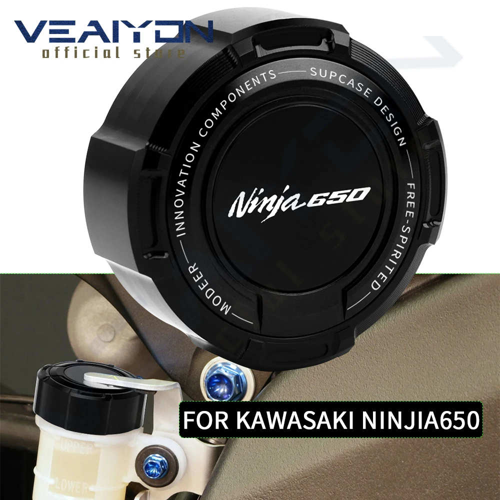 

For Kawasaki Ninja 650 400 300 250 2013-2021 Motorcycle CNC Aluminum Rear Brake Fluid Tank Reservoir Cap Oil Cover