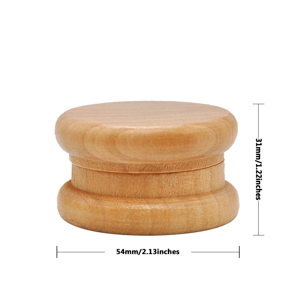 2-Layers 55mm Dia Zinc Alloy Tobacco Grinder Round Wooden Herb Crusher for Kitchen Supplies DIY Cutter Smoking Accessories 4