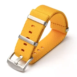 Striped Woven Nylon Watch Band with Stainless Steel Buckle, 20mm & 22mm - 22mm (Yellow)