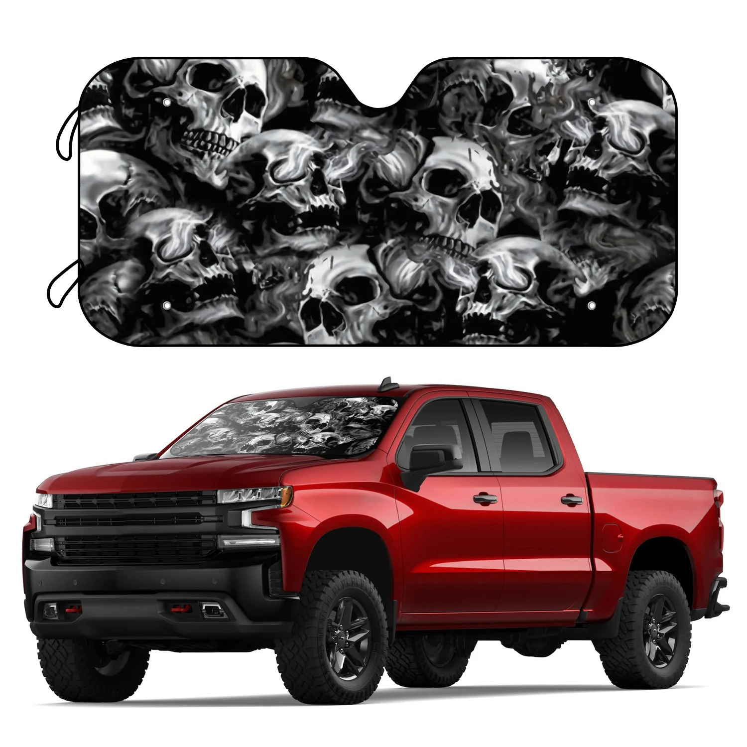 

Keep Your Car Cool and Stylish with this Skull Patterned Foldable Sunshade - 57*27.5in/150*70cm