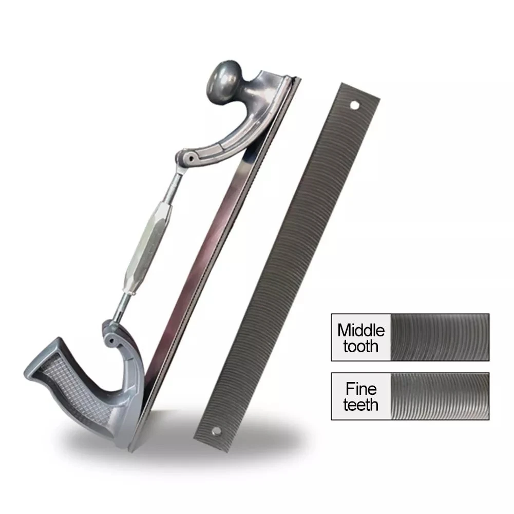 Size Adjustable Frame Milled Tooth Kit Car Body Polisher Files Metal Panel Polishing Curved Tooth Steel File Holder(Medium)