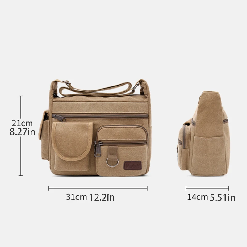1 men's retro canvas crossbody bag, casual travel shoulder bag, outdoor sports with adjustable shoulder straps