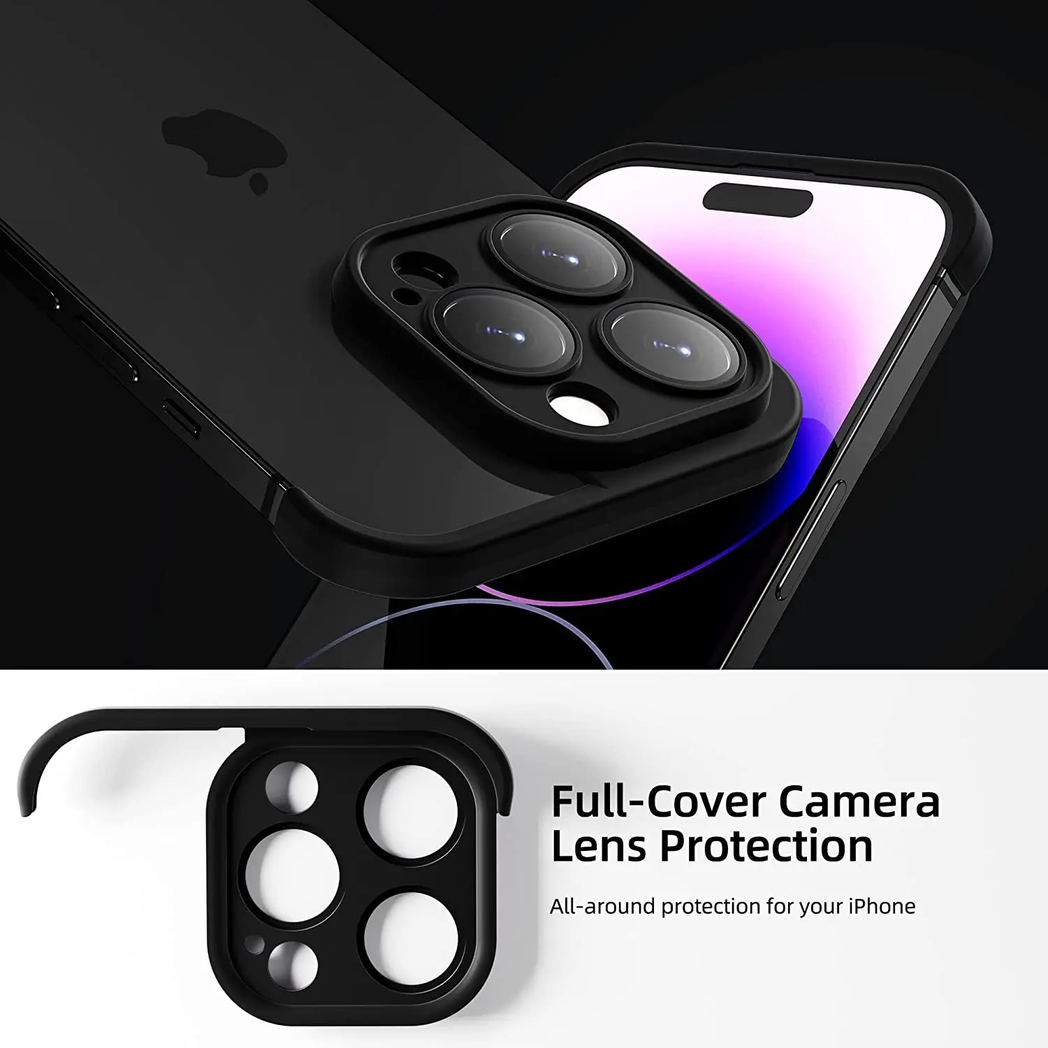 for iPhone 15 Pro Max Case with Camera Lens Protector Frameless Corner Edge  Pad, Soft Slim TPU Silicone Shockproof Protection Drop-Proof Frameless No