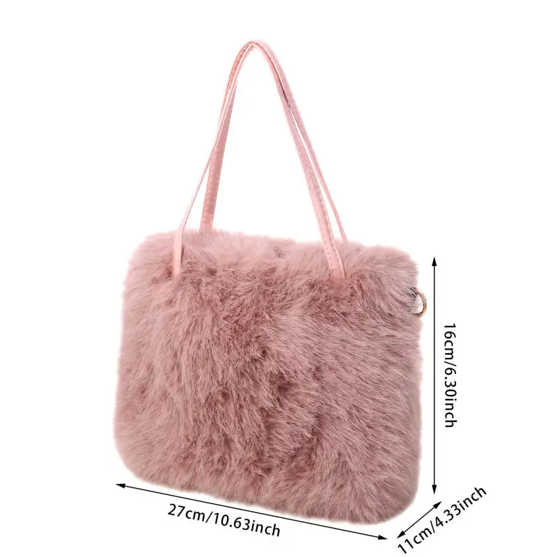 Extolove Fluffy Faux Fur Purse - Crossbody Bucket Bag Fuzzy Shoulder Tote For Women