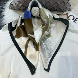 Elegant Red and Blue 100% Mulberry Silk Paisley Scarf for Women - Luxurious Square Neckerchief (Black white)