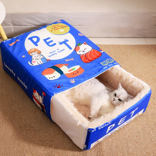 Japanese Style Fully Enclosed Biscuit Box Pet Cat Bed Rectangular Pull Out Snack Kitten Resembling Secure Cat House Cushion Cave Japanese Style Fully Enclosed Biscuit Box Pet Cat Bed Rectangular Pull Out Snack Kitten Resembling Secure Cat House Cushion Cave