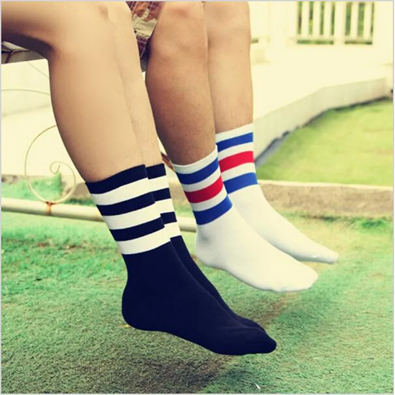 Calcetines largos de algodón 3 rayas para y mujer, medias cortas de estilo hip hop, Harajuku, Blanco, Negro, invierno, novedad _ - AliExpress Mobile