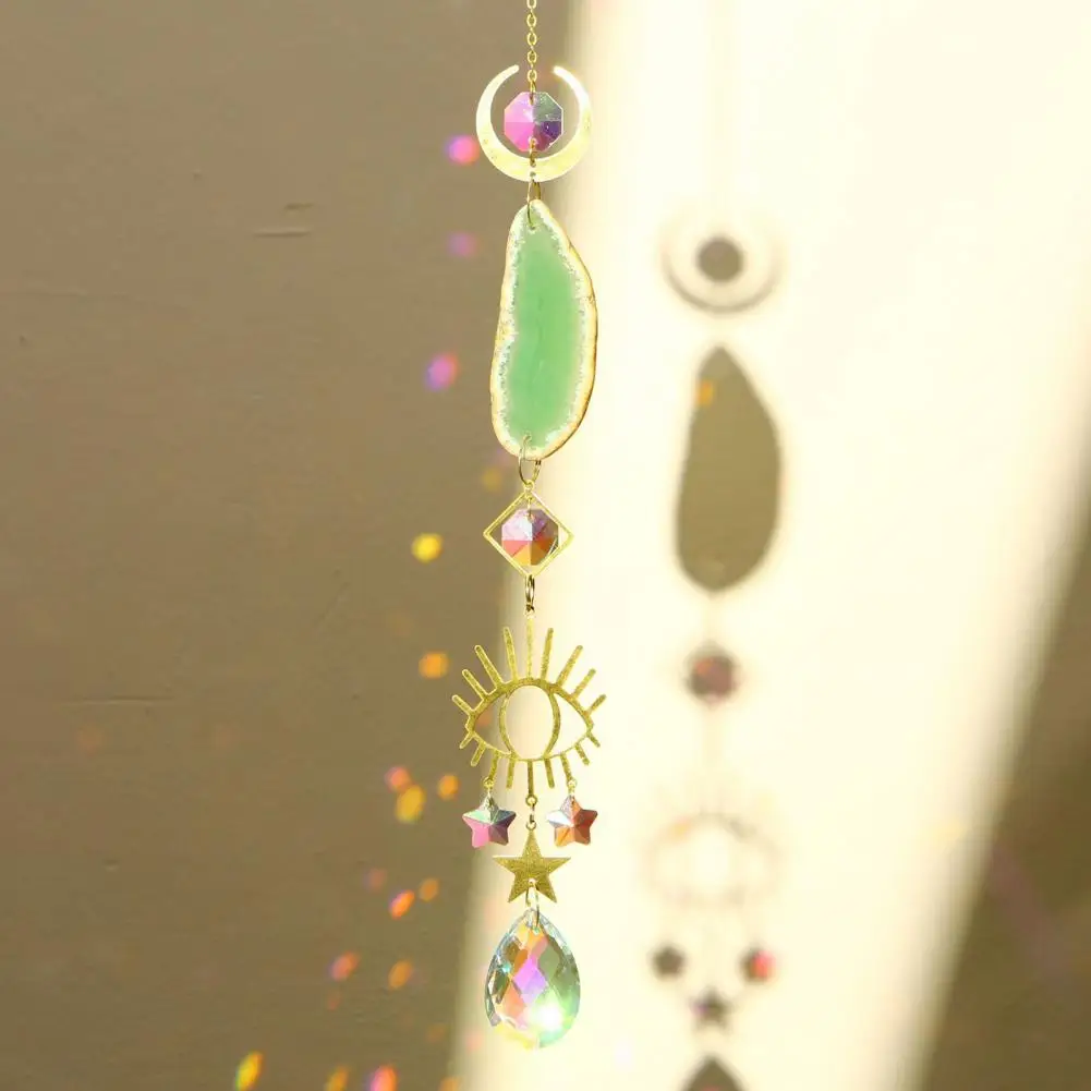 Faux Agate Plate Sun Catcher Ornament Indoor Garden Home Office Wall Window Hanging Natural Stone Plate Fake Crystal Pendant