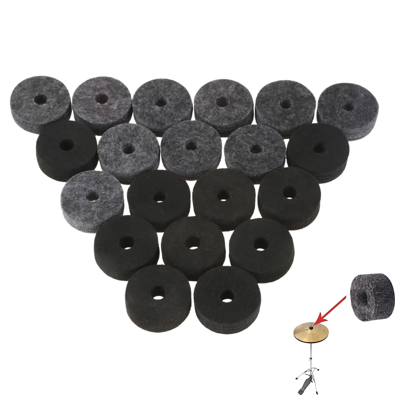 Drum Replacement Parts 10 Pcs Cymbal Hi-Hat Felt Pads Felt Strap Button Washer Cymbal Stand Washer Bass Drum Silencer Pads Stackers
