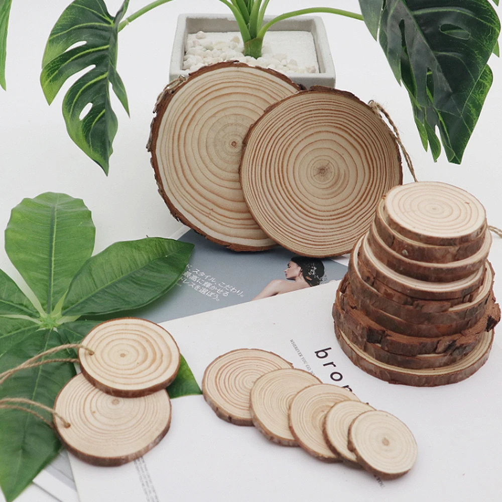 20pcs Natural Wood Slices Craft Wood Kit Unfinished Predrilled