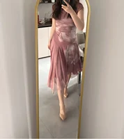 ETJ 2025  Spring New women's beautiful elegant asymmetrical design stand collar pleated silk mesh sleeveless dress - Image 5