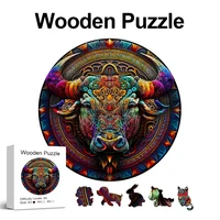 Coloured Cow Theme Wooden Puzzle, Uniquely Irregular Animal Shaped Toys, Creative Handmade Decorations, Holiday Gifts Home Decor 1
