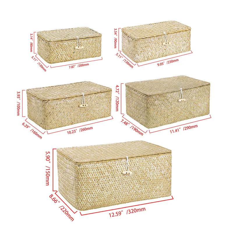 Alipis Caja de cubo de mimbre organizador Clo rectangular de escritorio  tejido y tapa de almacenamiento para dormitorio con forro rectangular ropa  de