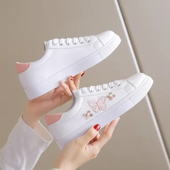 New Women's Sneakers Butterfly Embroidered Flats Women's Outdoor Running Vulcanized Shoes Breathable Women's Shoes Zapatos Mujer 1