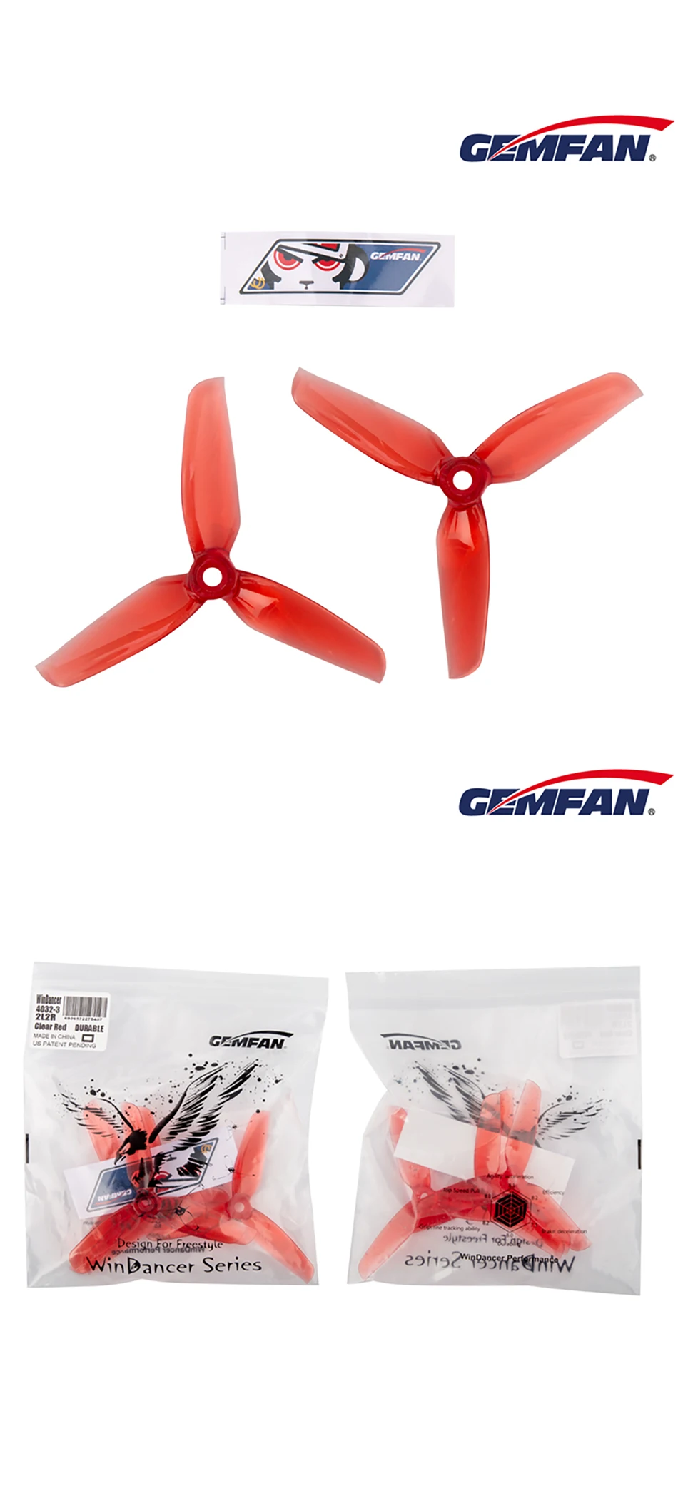 8/12Pairs Gemfan WinDancer 4032-Blade Propeller - PC 4inch CW/CCW FPV Props For RC FPV 4" Racing Drone Quadcopter Original 20