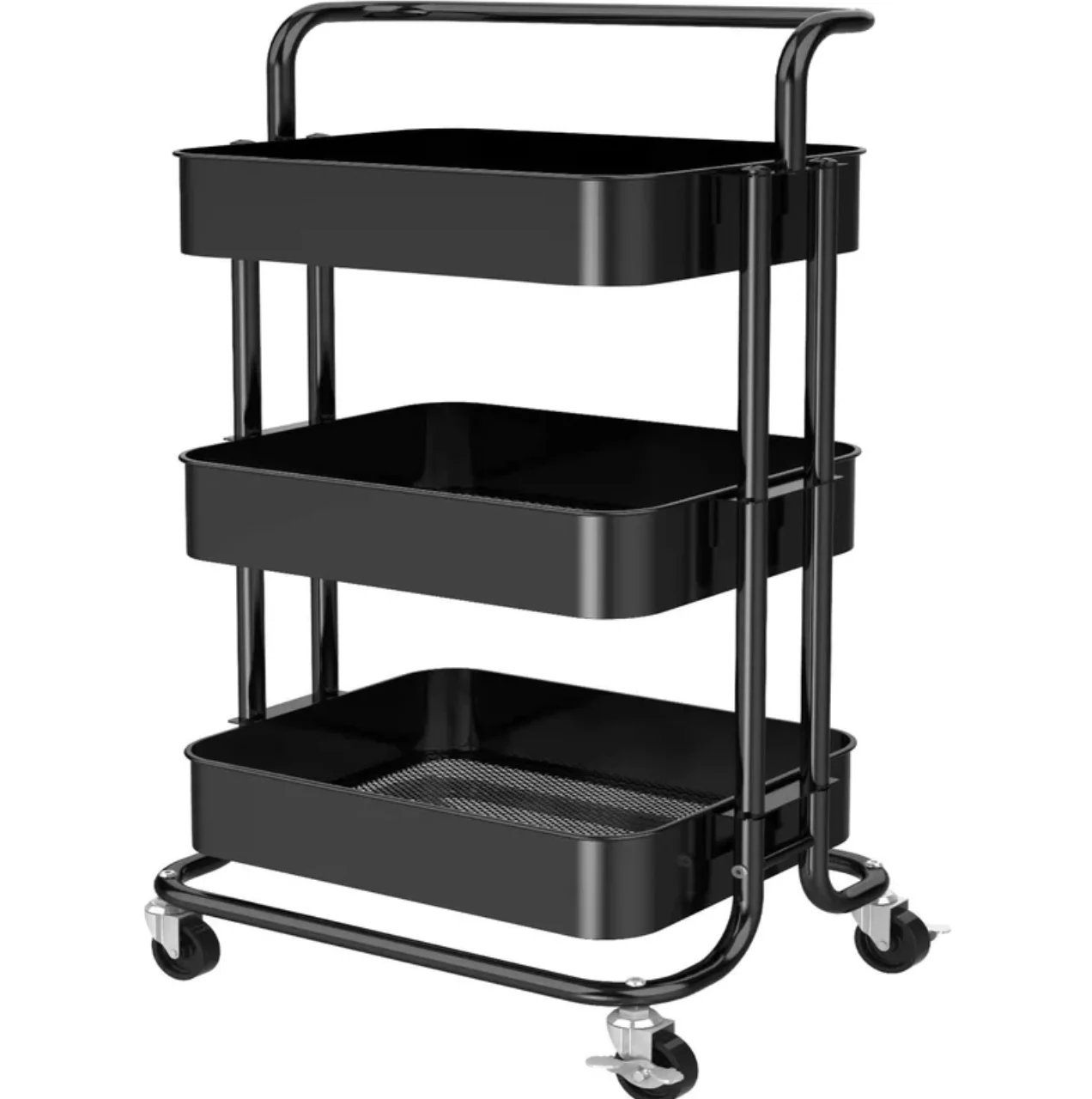  TOOLF 3-Tier Rolling Cart, Metal Utility Cart with Lockable  Wheels, Storage Craft Art Cart Trolley Organizer Serving Cart Easy Assembly  for Office, Bathroom, Kitchen, Kids' Room, Classroom (White) : Office  Products