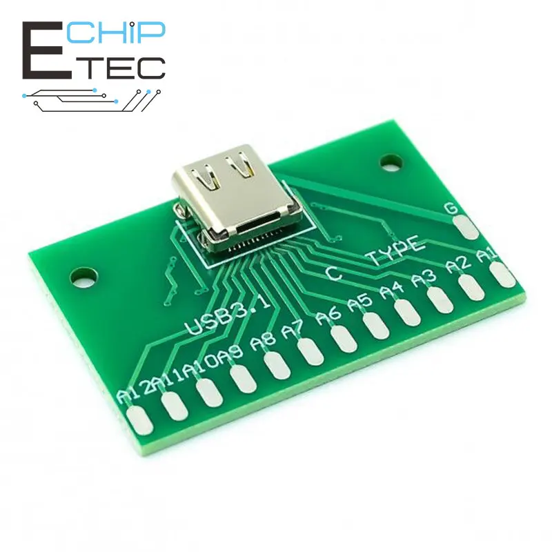 Free shipping 1PCS/3PCS TYPE-C Female head current conduction test board USB 3.1 Connector Adapter board PCB board 24P base