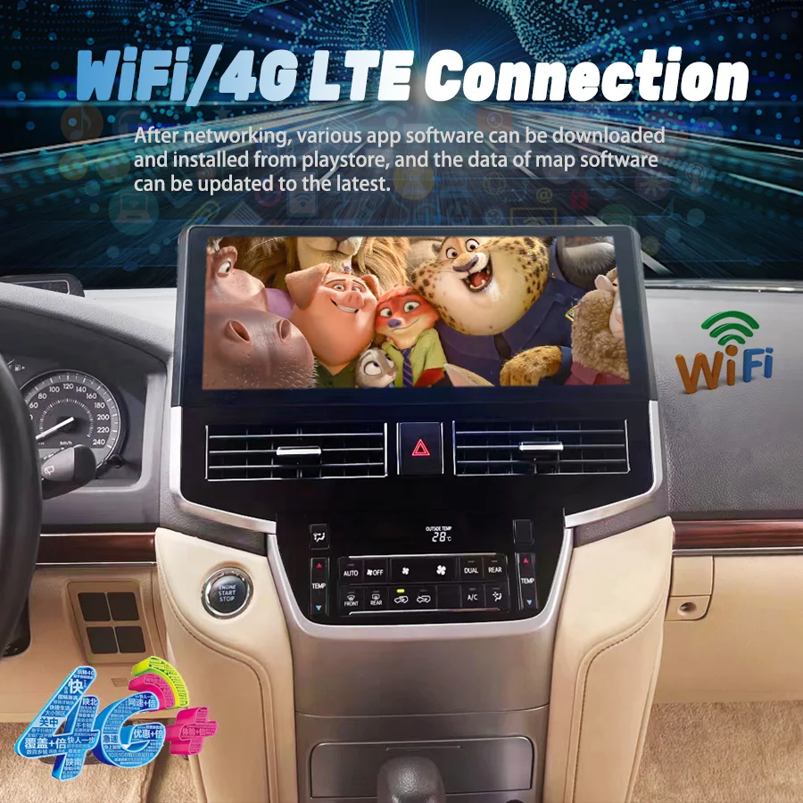 ڵ  ȵ̵ 12 Ƽ̵ ÷̾ GPS ׺̼ ī÷, 15 ġ ũ LC200 200-2016 Ÿ  ũ 2019 128GB
