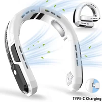 Leaveless Neck Hanging Fan Outdoor Portable Cooling Neck Fan Digital Display Charging Silent Foldable Neck Hanging Fan 1