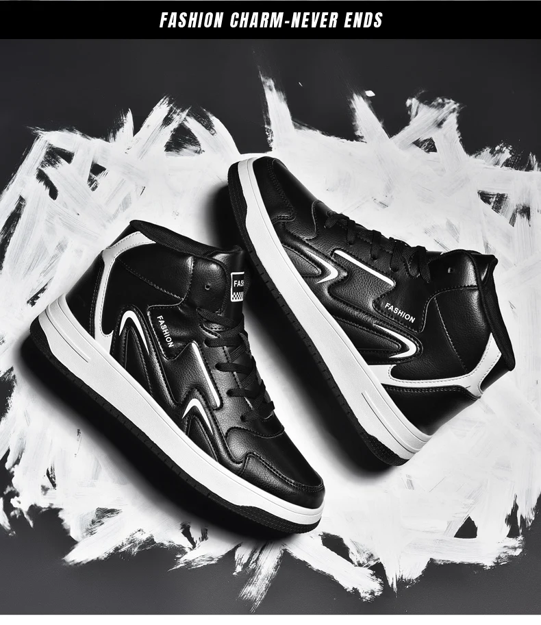 Description Picture 5 of itemBrand Mens High-top Sneakers Casual Boys Basketball Shoes Non-slip Tennis Shoes Comfortable Leather Sports Shoes Unisex Sneakers