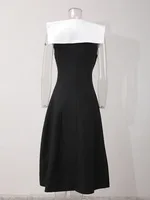 فستان سهرة نسائي بدون أكمام ، خطوط براقة ، ألوان متباينة ، ياقة ، خصر ، أنيق ، موضة جديدة ، ربيع ، أو ، 13DB3318 1