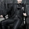 Formal Black Men‘s Wedding Suits Notched Lapel Groom Tuxedo 3 Pieces Sets Customized Male Blazer Jacquard Waistcost Pants Outfit 1