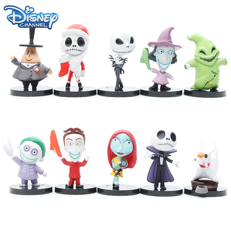 10 Pezzi The Nightmare Before Christmas Jack Skellington Pvc Action Figure Collection Model Dolls Toy Halloween Decor Regalo Per Bambini