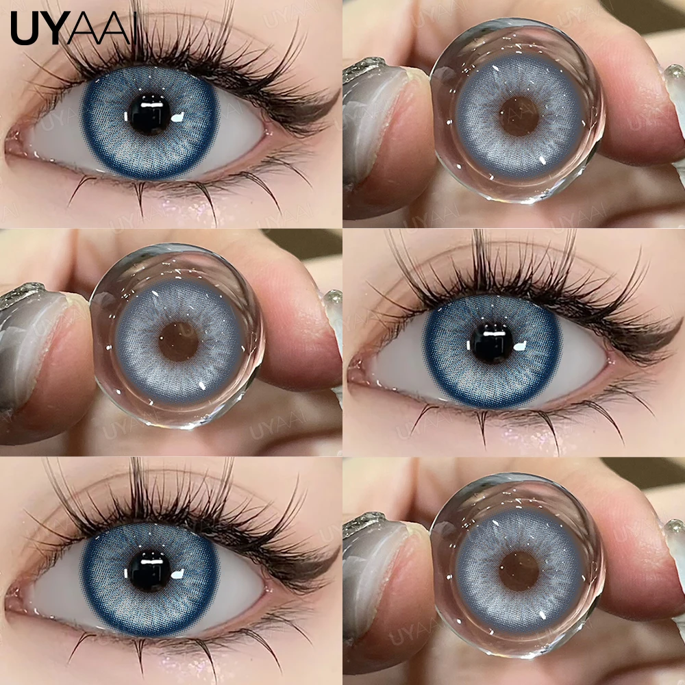 COLORCON 2Pcs Daily Disposable Fashion Party Blue Contacts - Sea Blue & Purple Eyes Soft Lenses Honey Eyes Edition