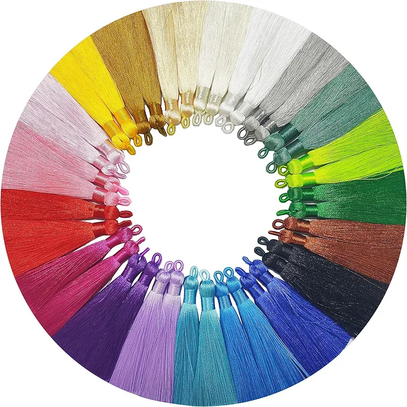 10Pcs Silk Tassels Jewelry Making Tassel 8cm Handmade Silk Tassels with Hanging Loop for DIY Craft Bookmark Key Chain