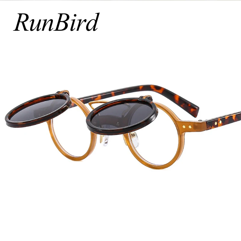 

Popular Vintage Steampunk Flip Up Sunglasses Retro Small Round Metal Sun Glasses for Men Women Brand Circle Oculos Ins Shade