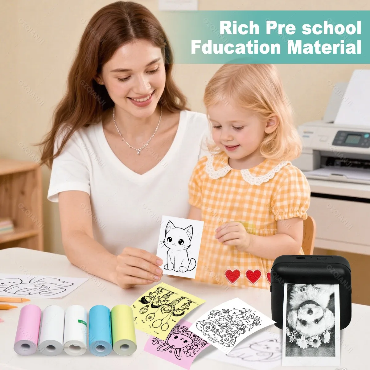 Portable Mini Thermal Printers Wireless Bluetooth Inkless Sticker Maker Printer Tag Price Machine for Office School Kitchen