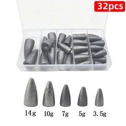 Premium 32-Piece Bullet Sinker Set: Versatile Fishing Weights (32pcs)